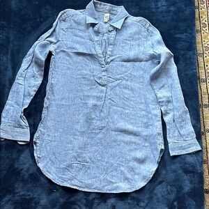 Women's Blue Casual Linen Shirt